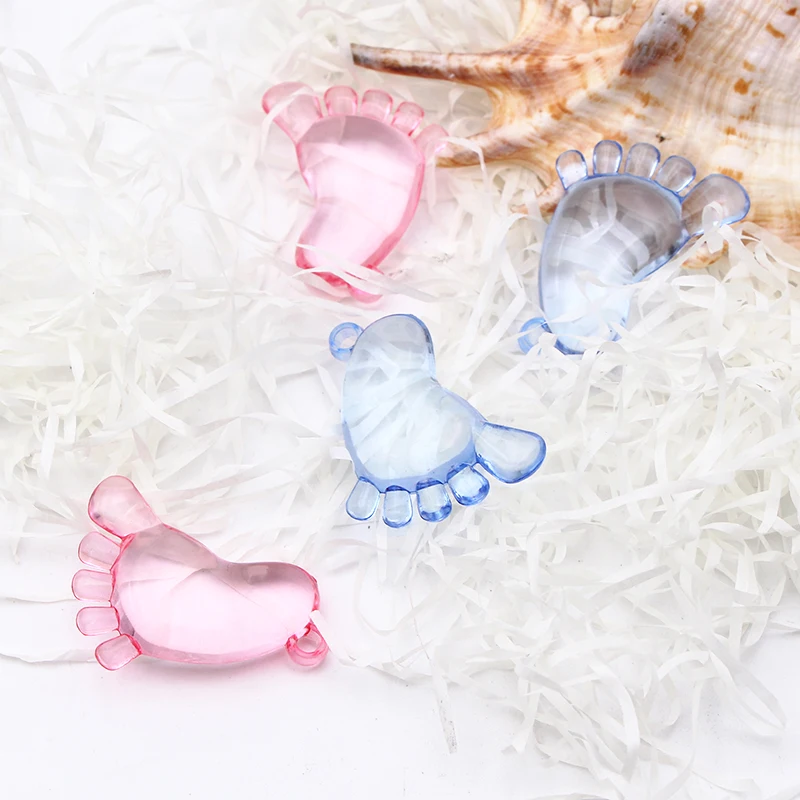 20PCS Pink Blue Mini Plastic Acrylic Little feet Baby Shower Christening Birthday Party Favor Cake DIY Pendant Decorations