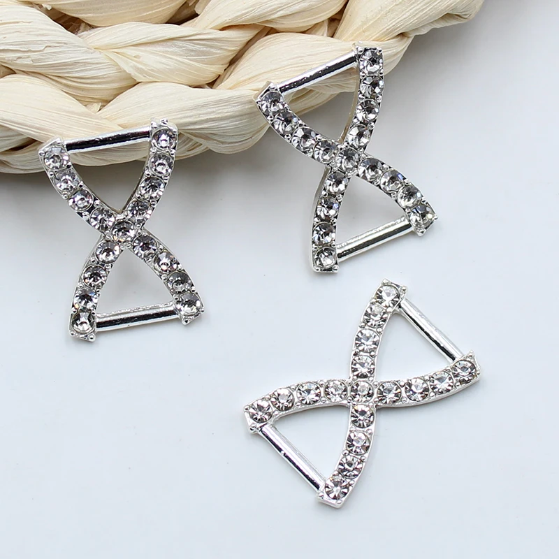 Shiny alloy rhinestone buckle 10pcs 17*26mm H-shaped gift decoration ribbon underwear connection buckle DIY jewelry accessories