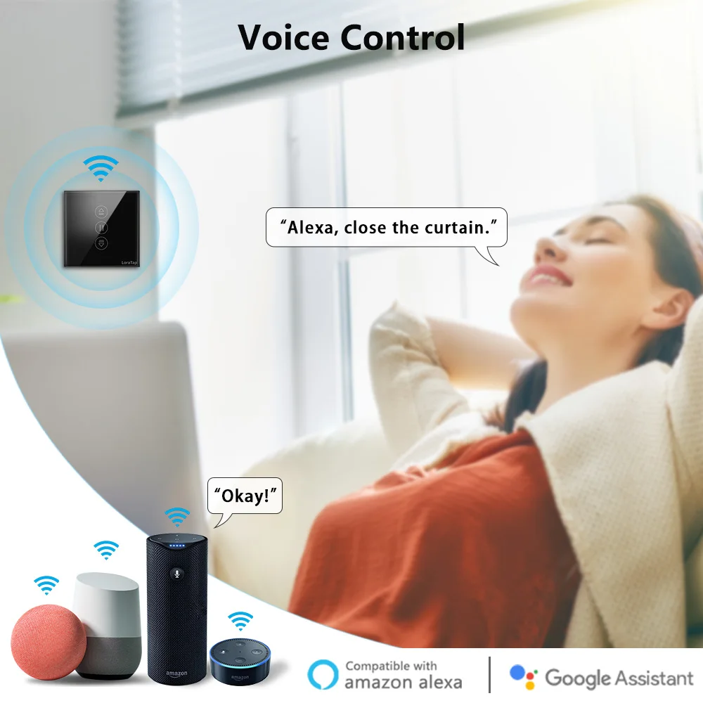 QCSMART Tuya الجيل الرابع مفتاح ستارة سوداء وجهاز تحكم عن بعد لستائر مصراع الأسطوانة عبر Google Home Alexa Smart Life