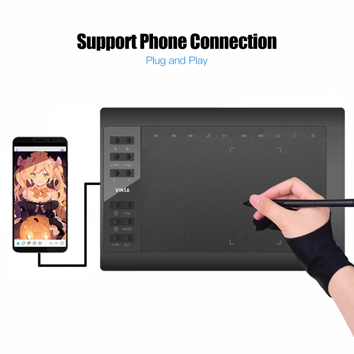 Imagem -05 - Tablet Gráficos Profissional Desenho 12 Express Keys 8192 Níveis Stylus sem Bateria Pcs Nibs Pen Clip Suporte 10x6