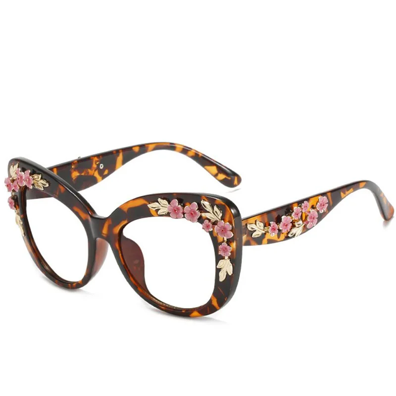 Brand Vintage Flower Cat Eye Reading Glasses Oversized Glasses Women Computer Anti Blue Light Glasses Presbyopia Eyeglasses