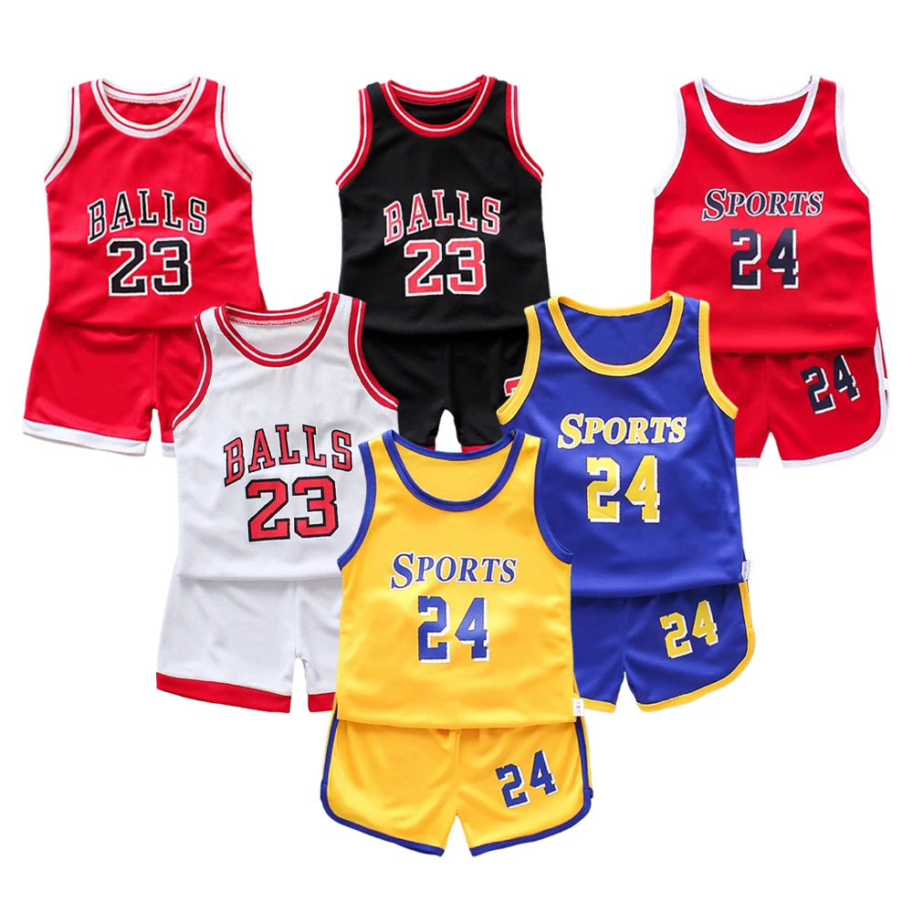 

ZAFILLE Toddler Kids Clothes Boys Basketball Jersy Boys T-shirt +Numbers Shorts 2pcs Sport Style Children's Clothing Boys Suits