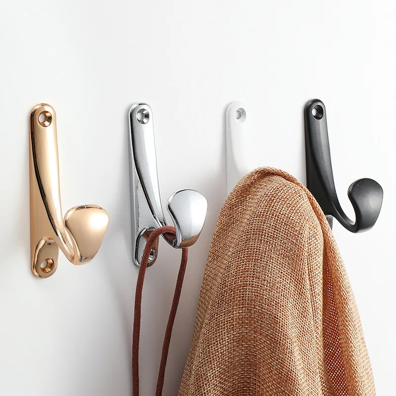 KK&FING Simple Zinc Alloy Clothes Hooks Wall Hanging Bedroom Living Parlor Coat Robe Hook Bathroom Towel Hook Furniture Hardware