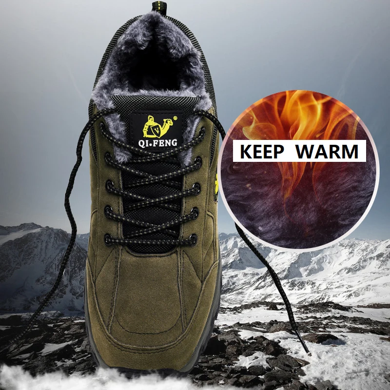 New Classic Winter Outdoor Hiking Shoes Add Fur Keep Warm Casual Sneakers Couple Comfortable Walking Footwear Man Sport Sneaker