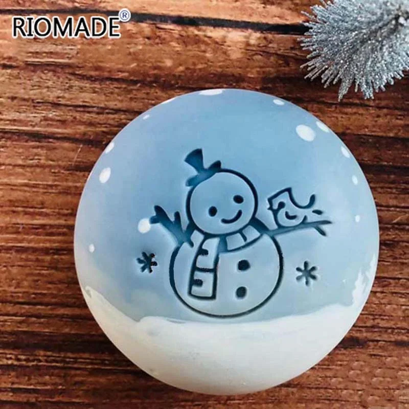 Merry Christmas Series Acrylic Soap Stamp Santa Claus Snowman Bells Elk Wreath Transparent Stamps For Soap Chapter With Handle