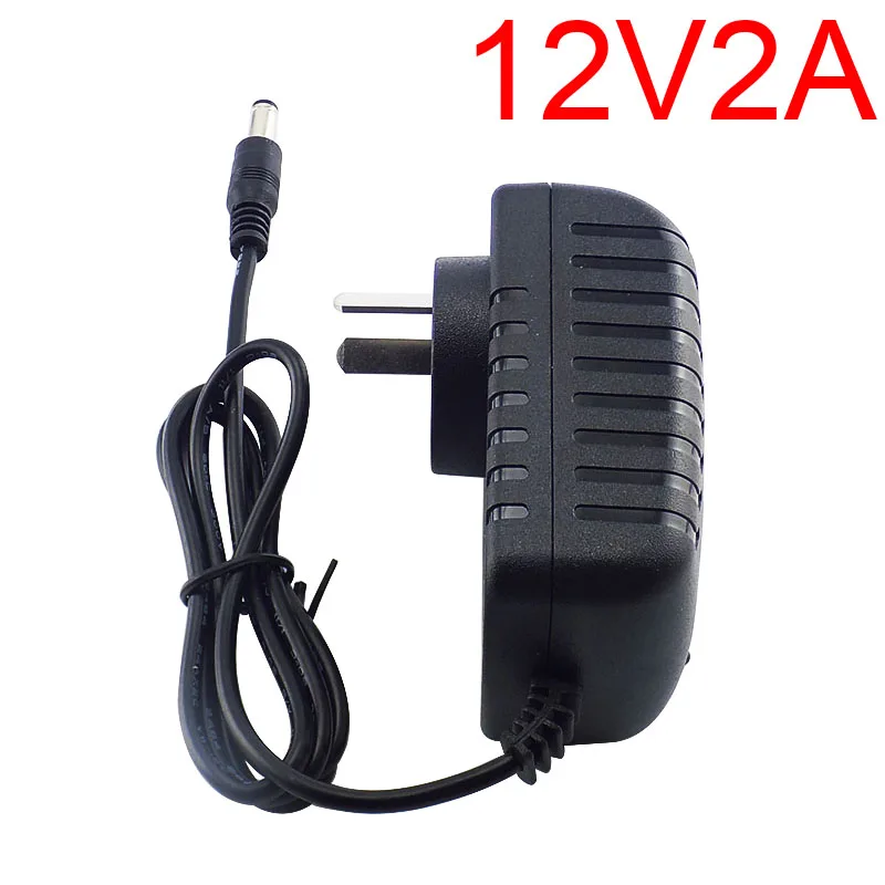 AC DC 12v 2A 2000ma adapter power supply adaptor EU UK AU US PLUG 5.5*2.5mm wall charger for DC male female led strip light lamp