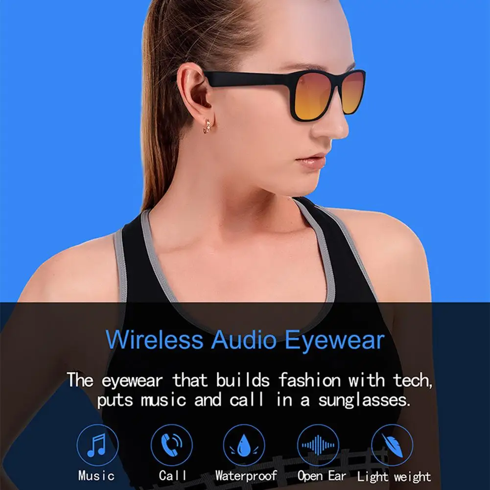 Bluetooth 5.0 Polarized Smart Glasses Sports Headphone Sunglasses Headset Earphone Speakers Semi-Open Driving Sun Glass