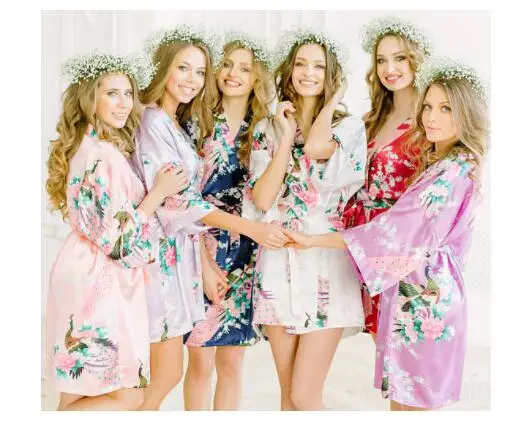 

Халат-кимоно для невесты и подружки невесты, серое банное платье, большой размер, пижама размера XXXL, пеньюар с цветочным принтом, Вечерний Подарок