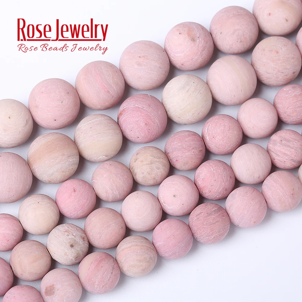 Wholesale Natural Stone Dull Polish Matte Rhodonite Round Loose Beads 15