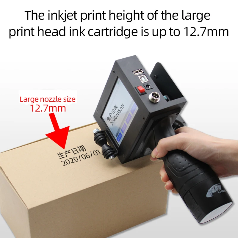 New English Half Inch 12.7mm Handheld Coding Machine Production Date Bottle Cap Logo Label Packaging Small Inkjet Printer