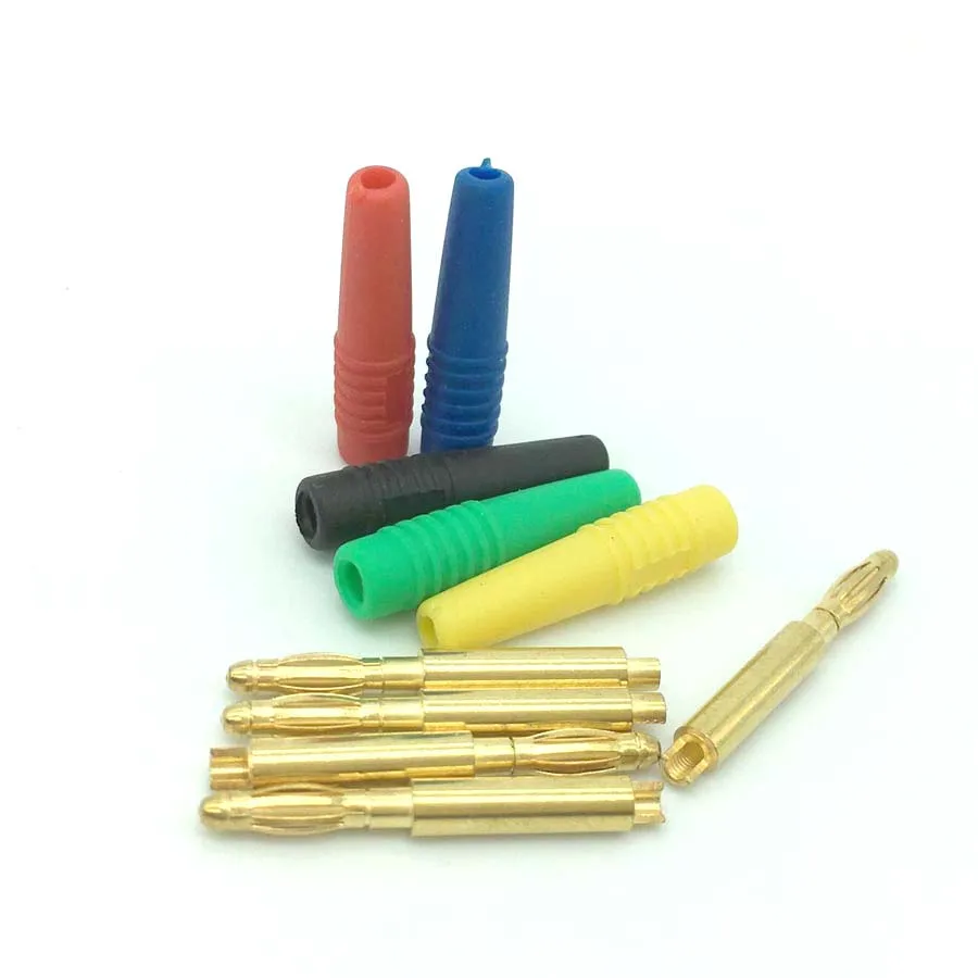 100Pcs Small Size Copper Gold Plated Male 2.5mm Banana Plug Wire Solder Type Connector Power Supply Terminal