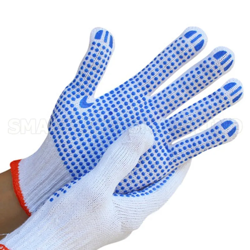 

5/10/20pcs Labor Working Gloves Blue PVC Dotted White Cotton Gloves One Side Dots Anti Slip Men Safety Gloves for Work Garden