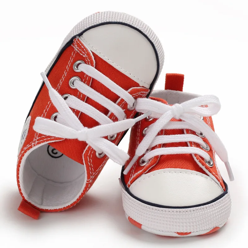Canvas-Turnschuhe für Babys, Jungen und Mädchen, Lauflernschuhe für Kleinkinder, rutschfest, weiche Sohle, klassische Schuhe für Neugeborene, 0–18 Monate – Detail 6