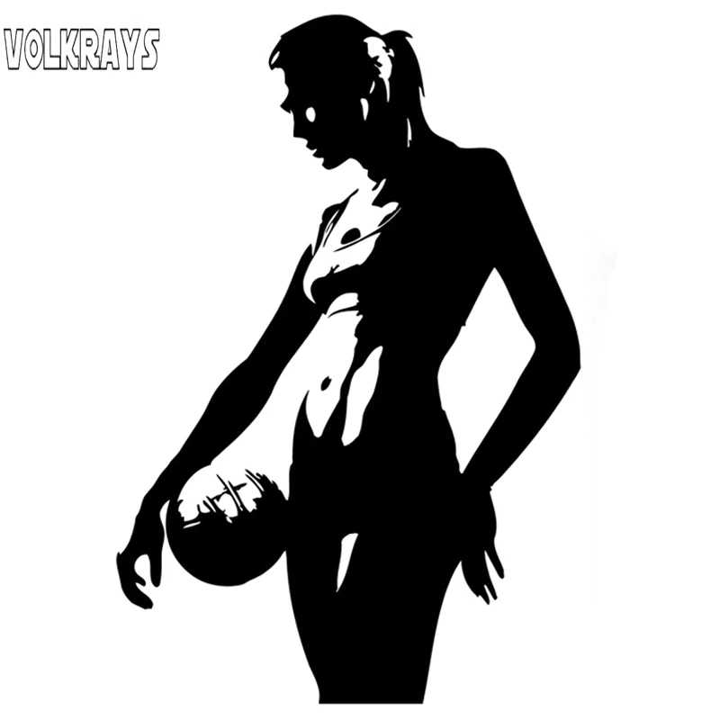 Volkrays Fashion Car Sticker Sports Extreme Volleyball Silhouette Accessories Reflective Vinyl Decal Black/Silver,14cm*9cm