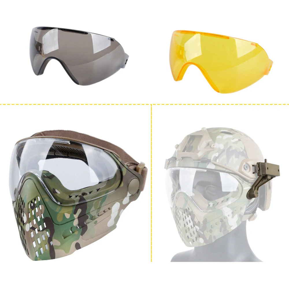 Airsoft Masks Military Air Gun CS Shooting Paintball Dual Mode Tactical Equipment With 3 Colors Anti-Fog Lens Goggle Helmet Mask