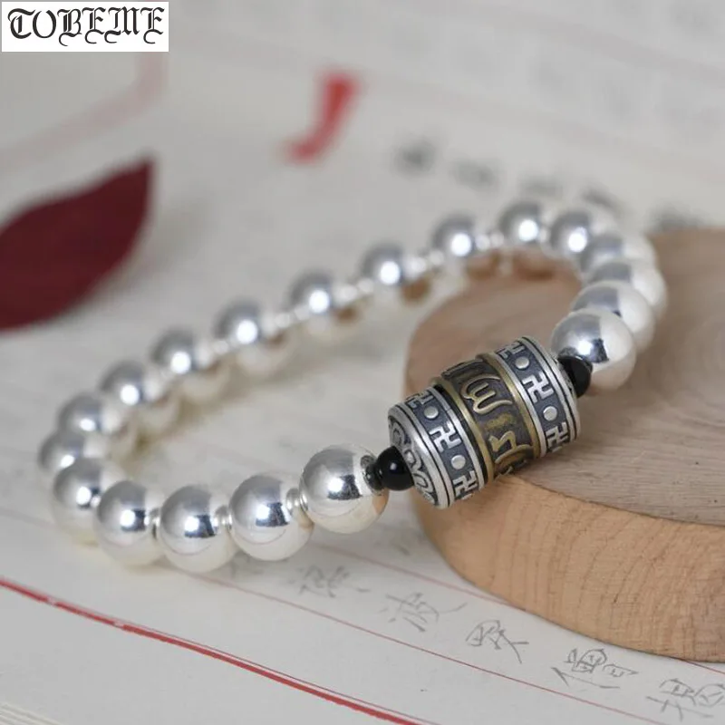 

Designer Jewelry 925 Silver Tibetan Bracelet Tibetan Six Words Proverb Beaded Bracelet Buddhist Good Luck OM Bracelet