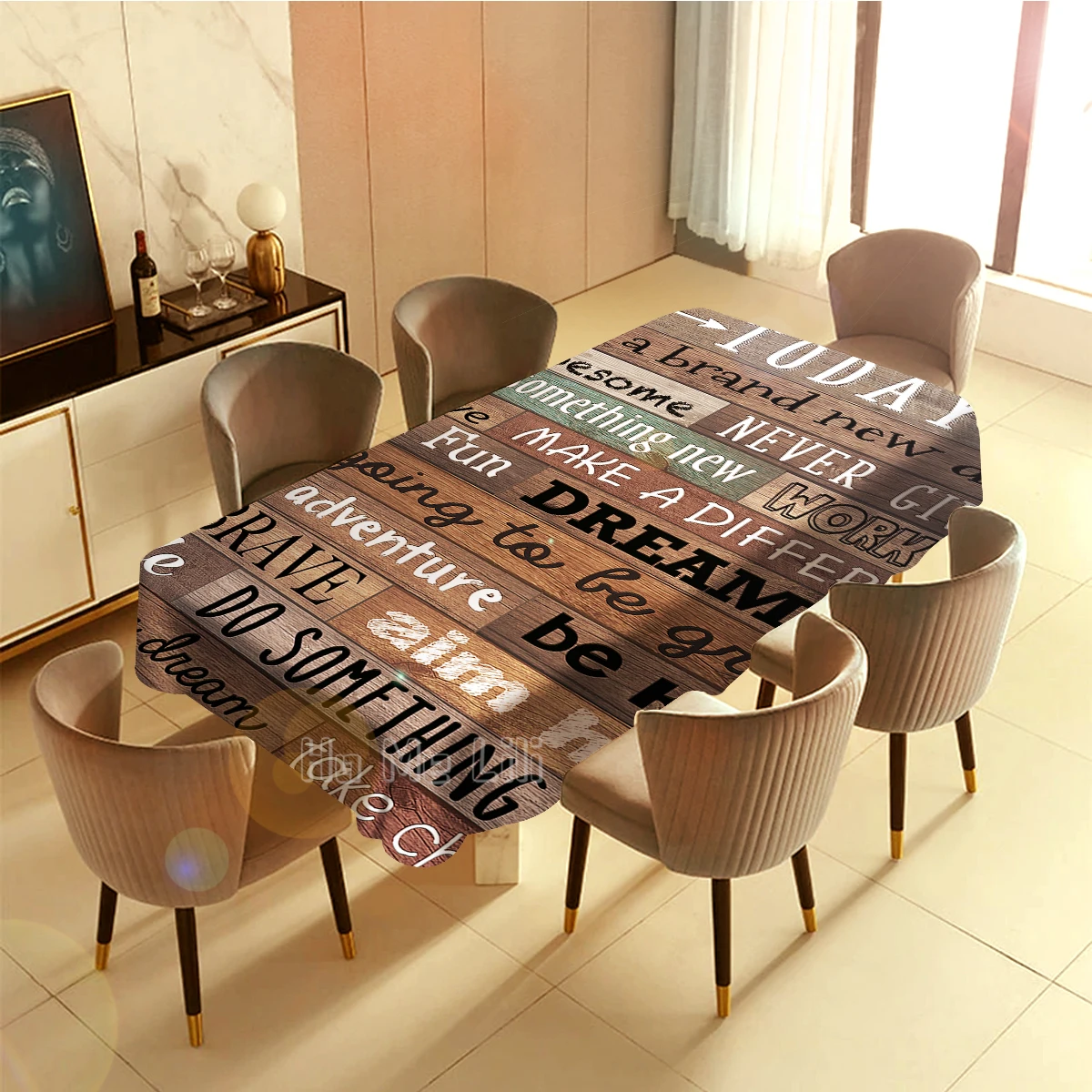 

Color positive energy quotes table cloth indoor and outdoor art decoration