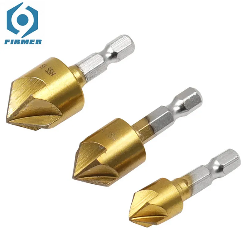 3pcs 6pcs HSS Chamfer End Mill Chamfer Drill Bit 1/4 