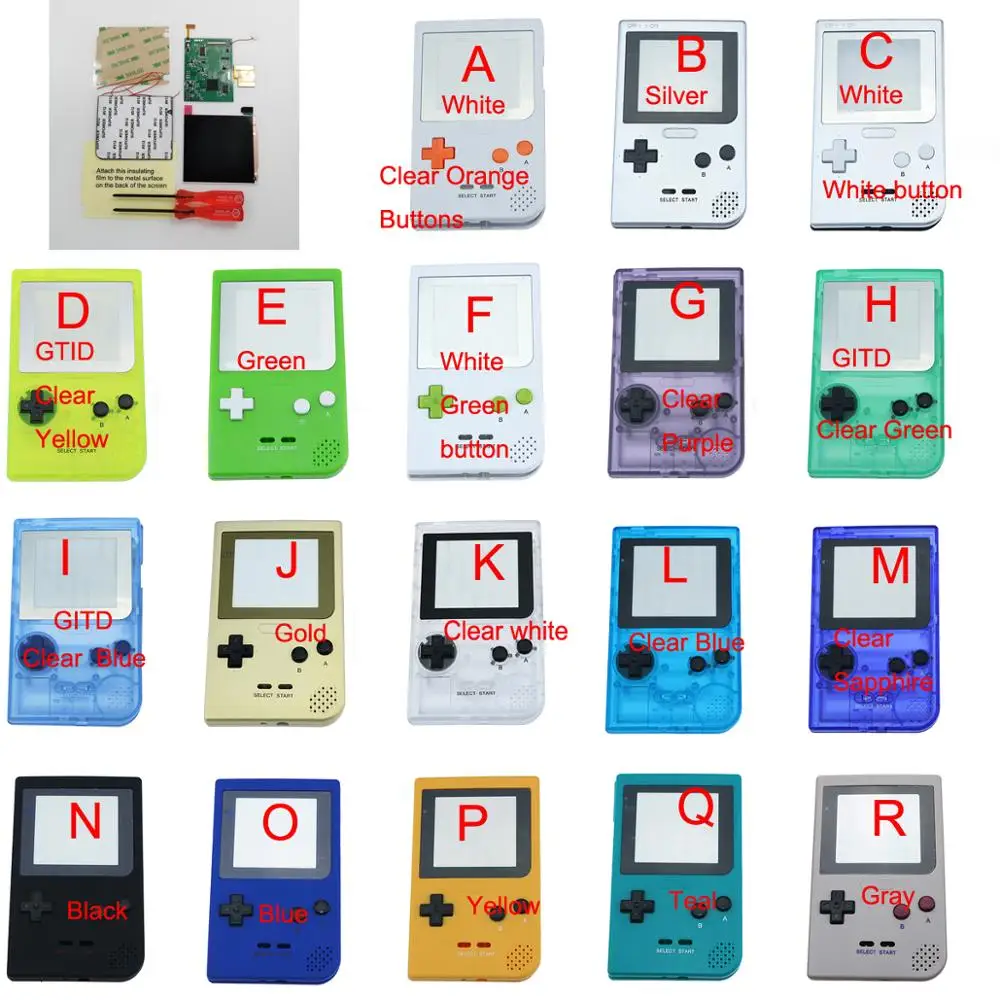 Countless color adjustments  DIY FOR Gameboy Pocket GBP IPS LCD RETRO PIXEL KIT HIGH LIGHT BACKLIGHT BRIGHTNESS with OSD