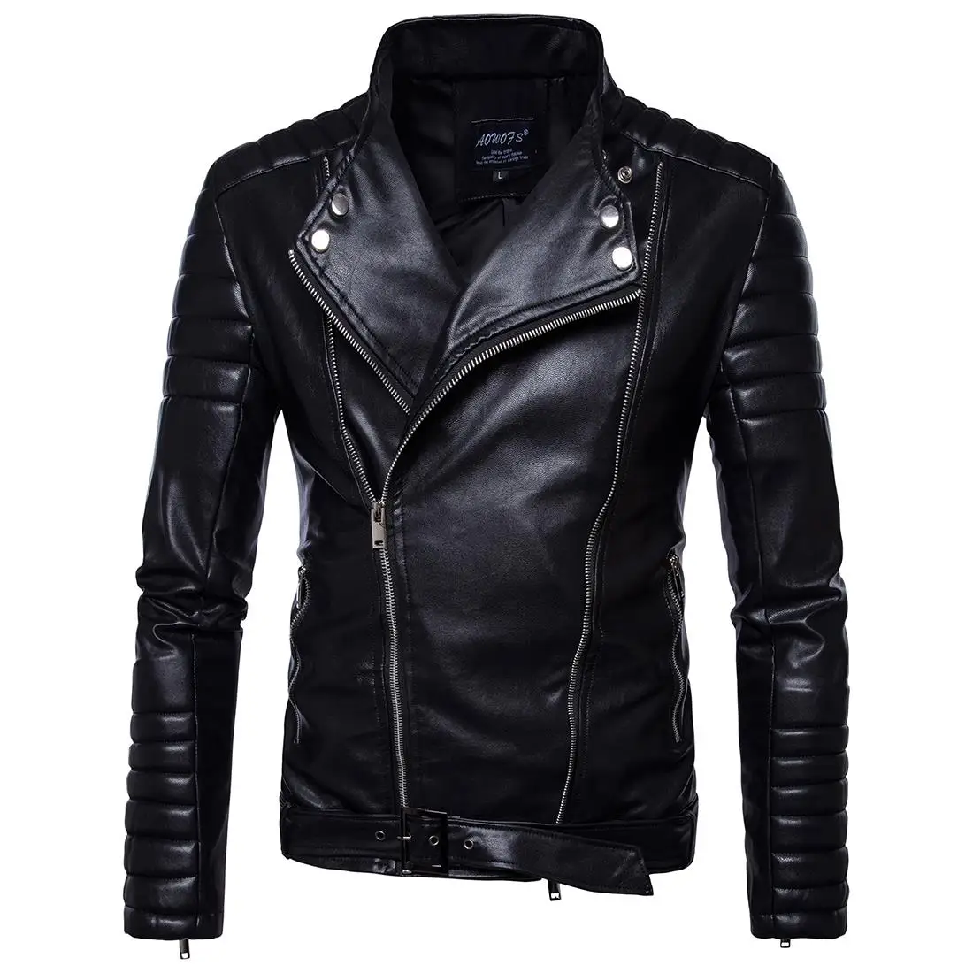 Fashion Casual Slim Men Leather Jacket Multi-Zipper Design Mens Leather Jacket and Leather Jacket Men Jaqueta Couro EUR SIZE