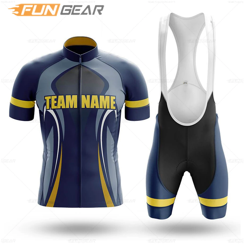 Club Team Cycling Clothing, Custom Logo, Short Sleeve Jersey Set, MTB Designated Team Name, Uniform Tights, Summer Racing Clothi