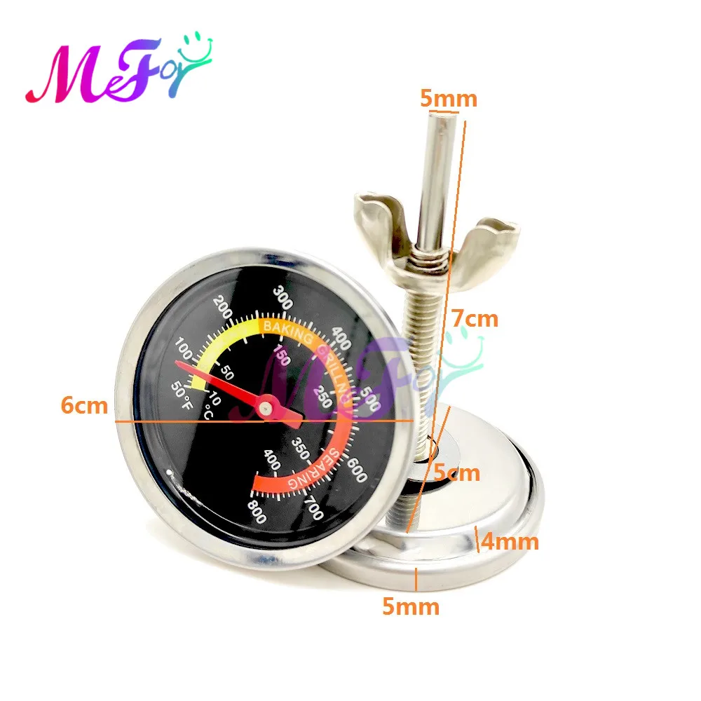 -10~450 Degrees Celsius Stainless Steel BBQ Smoker Grill Thermometer for Kitchen Home Baking Household Cooking Temperature Gauge