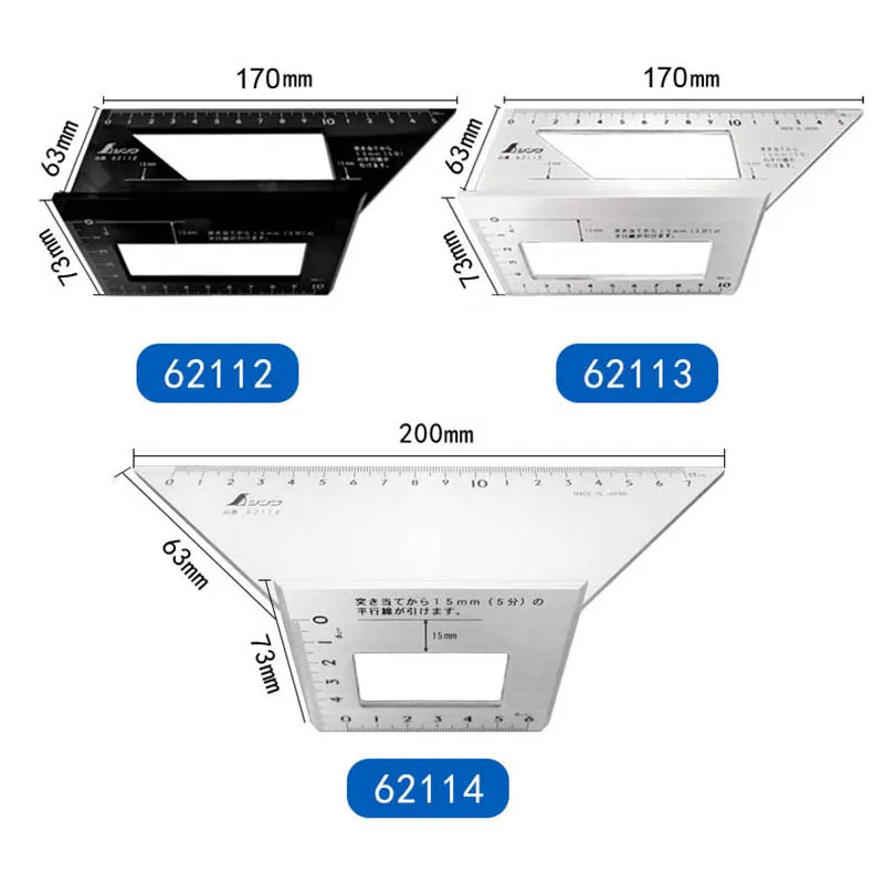 Japanese Penguin SHINWA Miter Rule 3D 45 90 Degree Woodworking Square Angle Line Gauge Ruler Stability Multi-Function 1PCS