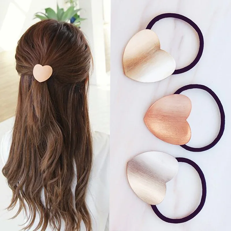 Korean Fashion Super Beautiful Metal Love Hair Tie Alloy All-match Gentle Hair Accessories Hair Rope Low Ponytail Hair Ring