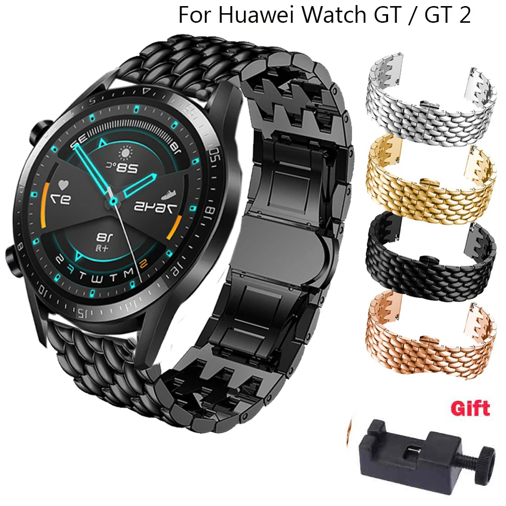 BEHUA Stainless Steel Watchband Strap For Huawei Watch 3 / 3 pro / GT 2 Pro Metal Wriststrap For Huawei Watch GT 2 46m bracelet