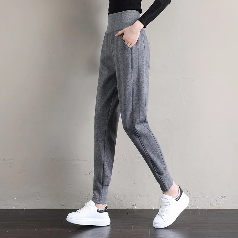 PELEDRESS Joggers Women Thick Warm Winter Sweatpants High Waist Velvet Fleece Female Trousers Sport Casual Pants Suits Loose New