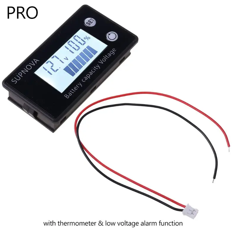 Lithium Voltmeter Gauge Car Motorcycle 12V 24V 48V 72V Battery Capacity 8V-100V Acid Lithium