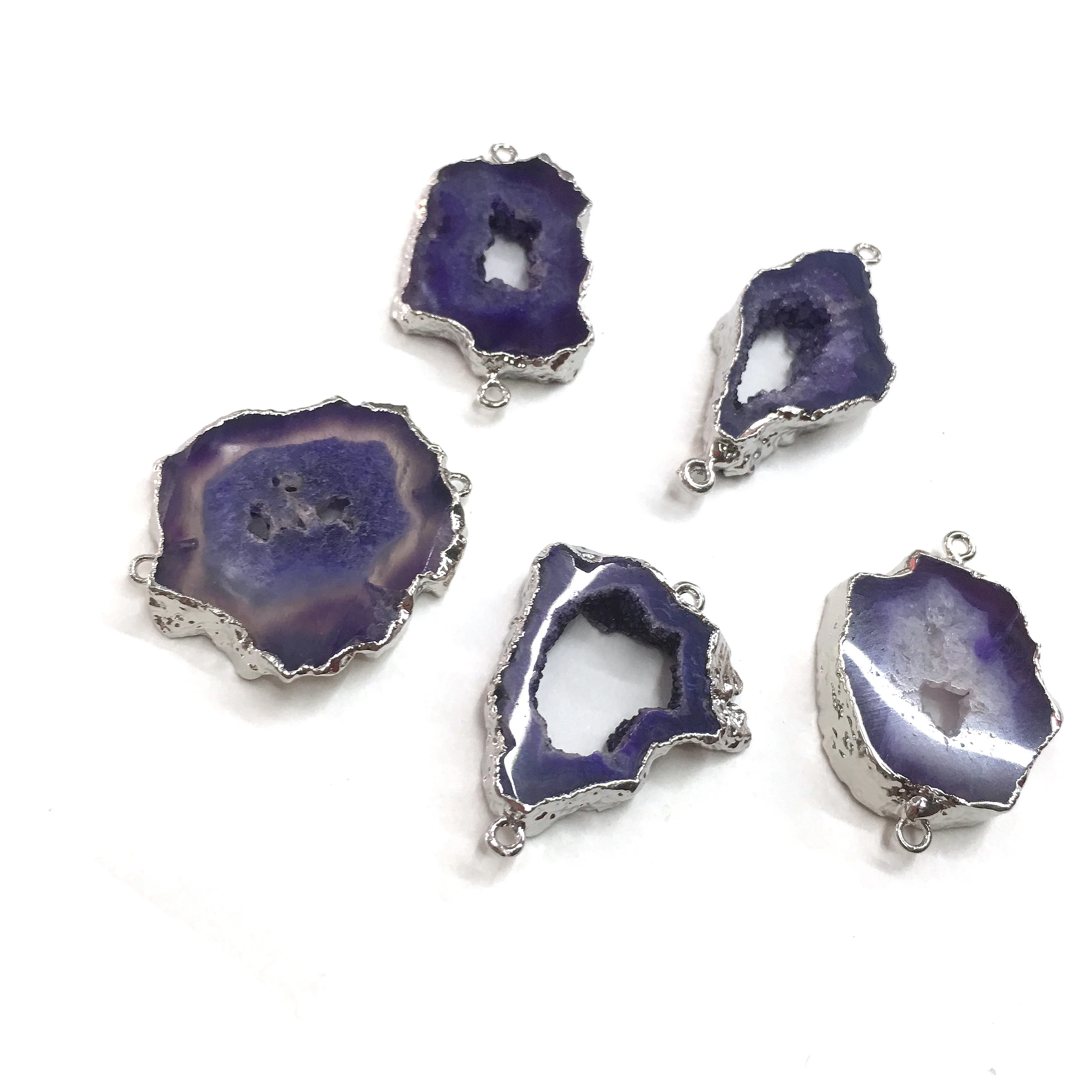 LE SKY Natural Agates Pendants Charms Connector Pendants for Jewelry Making DIY Accessories Fit Necklaces Size 20x50mm-30x40mm