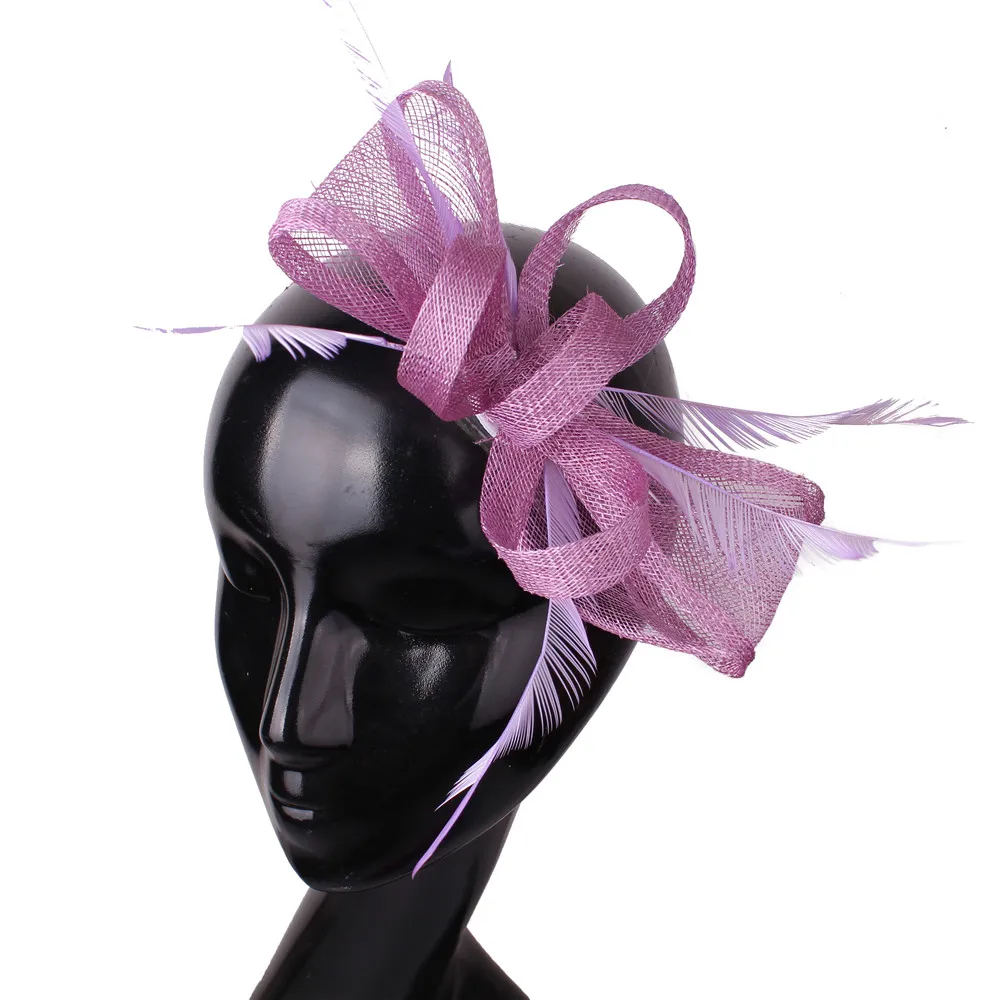 

Sinamay Lavender Wedding Elegant Fascinator Hat Bride Headpiece For Cocktail Race Derby Hair Accessoies Ladies Party Pillbox Cap