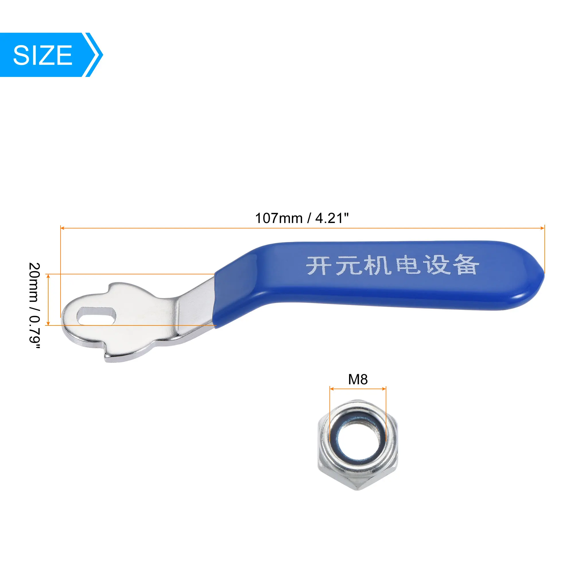 Uxcellバルブハンドルレバーハンドル鉄クロムメッキ交換180度プラスチックグリップDN20用ボールバルブ
