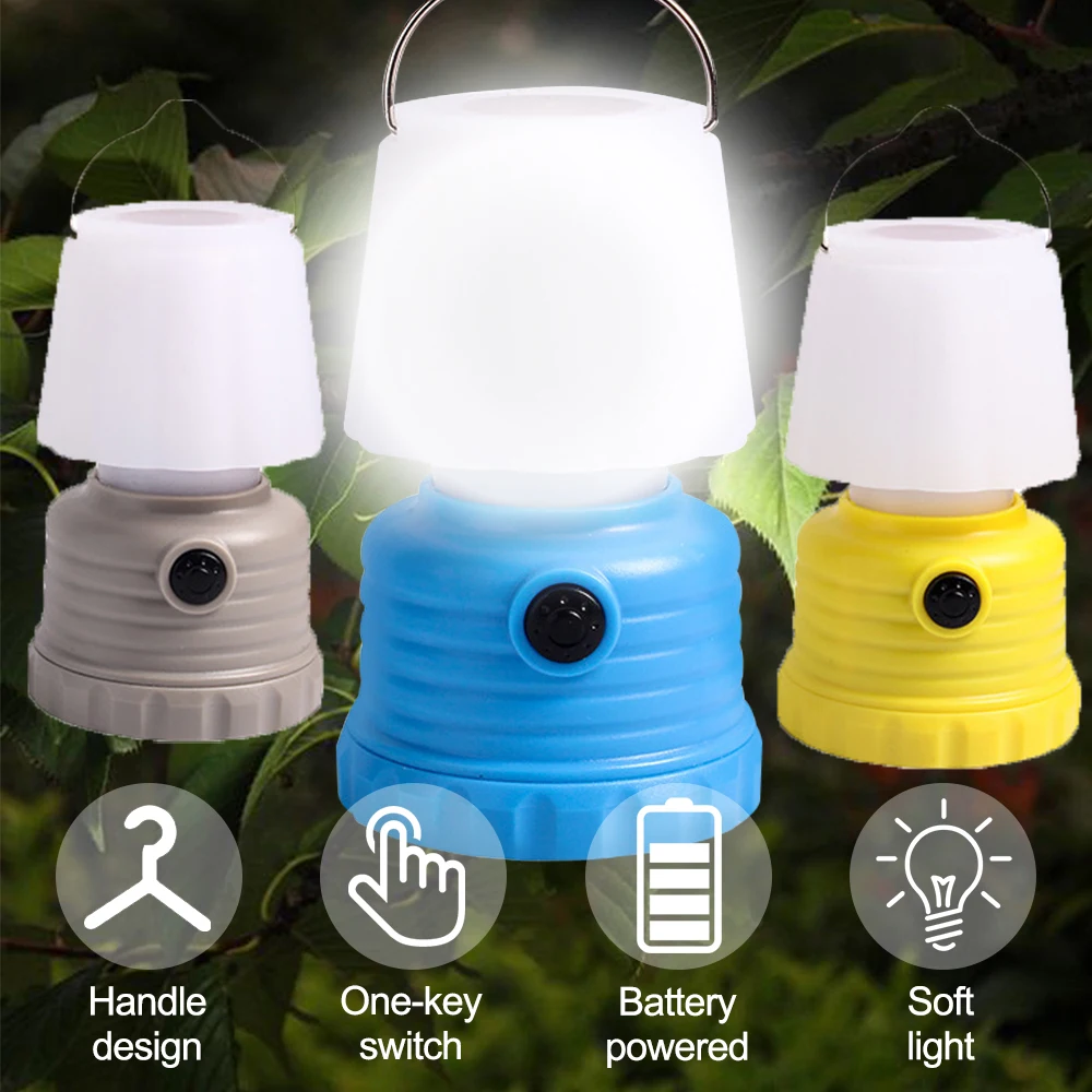 LED Camping Flaslhight With Hook Portable Flame Lamp Torch Outdoor BBQ Tent Lamp Emergency Flame&White Lantern by 3AAA Batteries