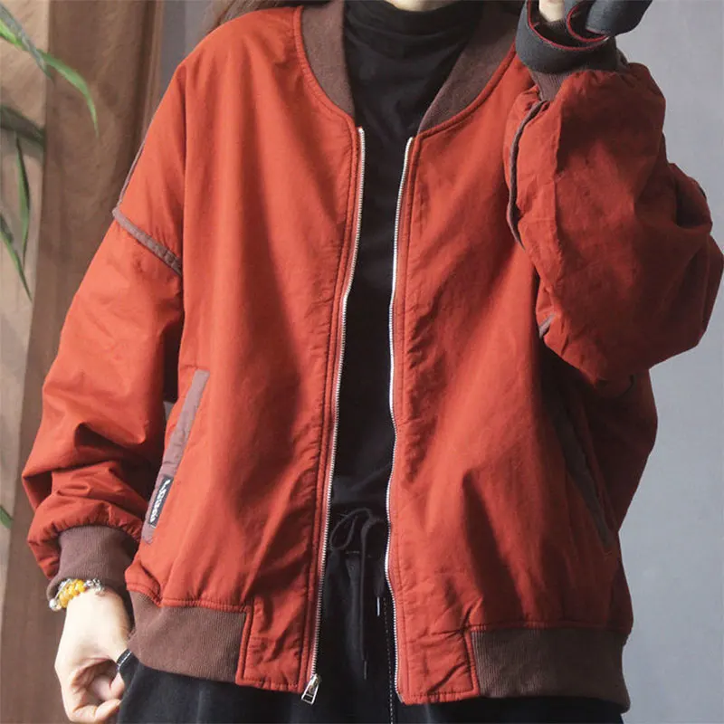 

Женская свободная куртка на молнии, повседневная утепленная хлопковая куртка с длинным рукавом, модель V576 в стиле искусства, на осень-зиму, 2021