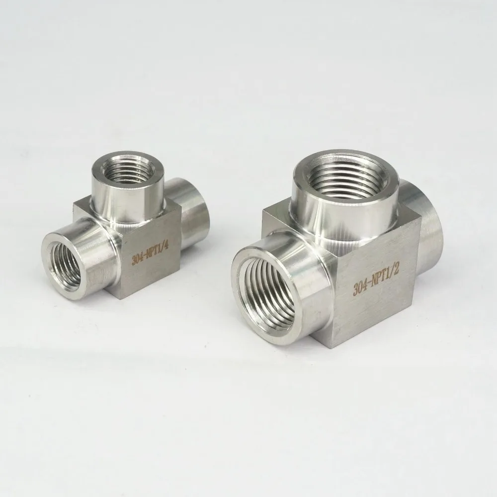 Druckbeständiges 3-Wege-T-Stück mit 4000 PSI M10 M14 M16 M18 M20 1/8"-2" BSPP NPT Gewinde aus 304 Edelstahl für Wasser, Gas und Öl – Detail 4