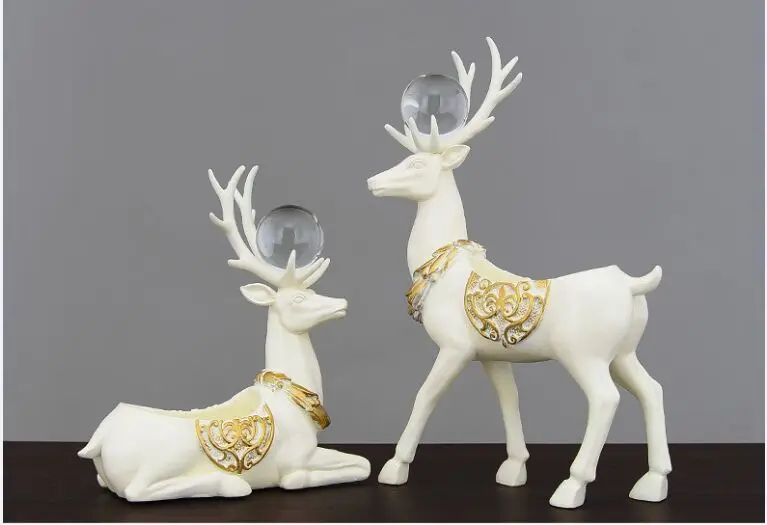 

creative deers resin craft Crystal ball reindeer statue candy Sundries Storage case sculpture furnishings home decoration a003