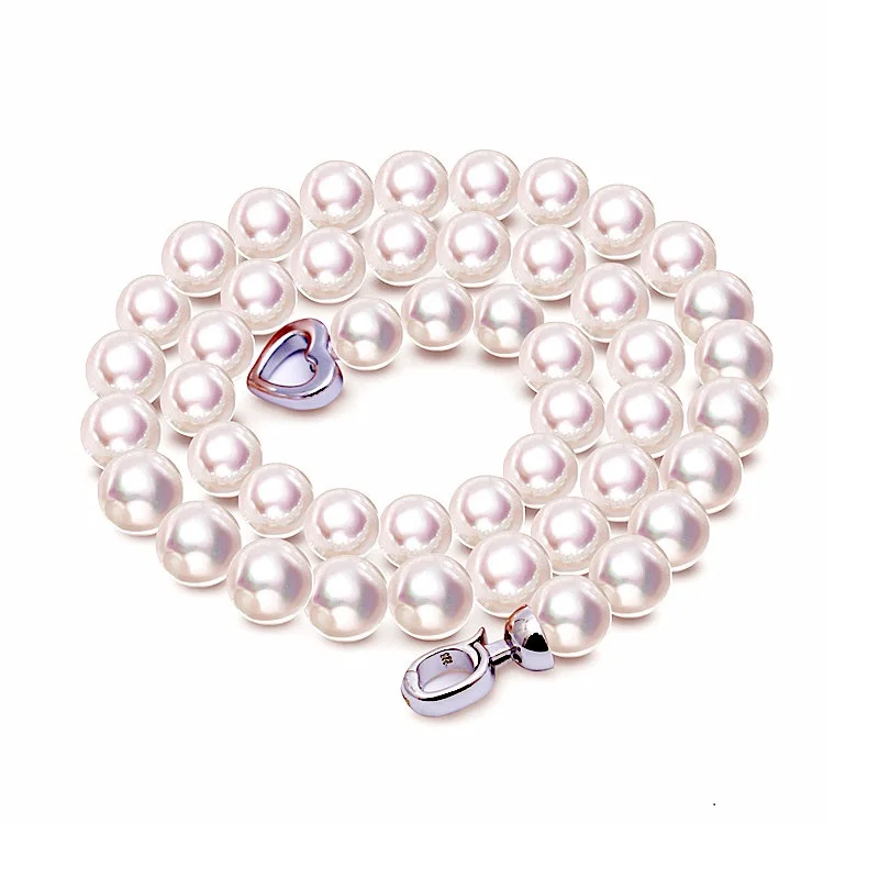 8-9mm White Pearl Necklaces Near Round Natural Freshwater Pearl 925 Sterling Silver Choker Necklace For Women Jewelry Gift