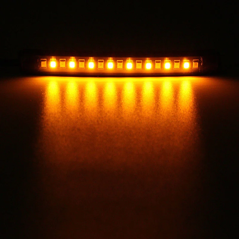 Universal Flexible 17 LED Motorcycle DRL Brake Light Turn Signal Light Strip Number License Plate Light Flashing Tail Stop Light
