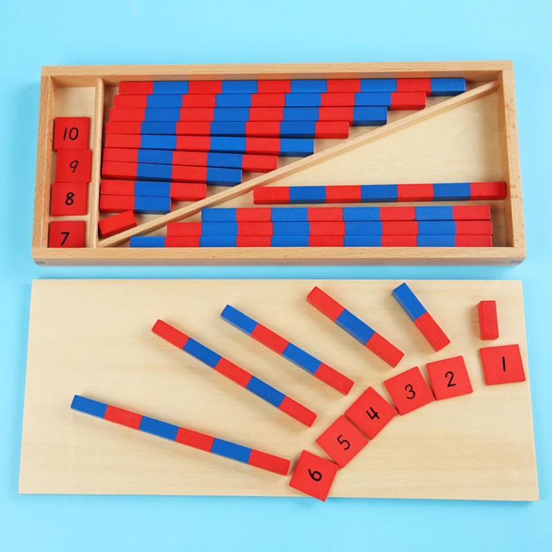 Numerical Rods Baby Toy Montessori Mathematics Red & Blue Rods Bar Math Toy Learning & Education Classic Wood Kids Toys