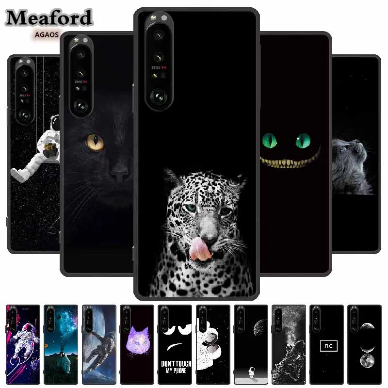 Para Sony Xperia 1 iii funda SOG03 parachoques de silicona TPU funda de teléfono suave para Sony Xperia 1 III Xperia1 II funda negra de dibujos animados Fundas