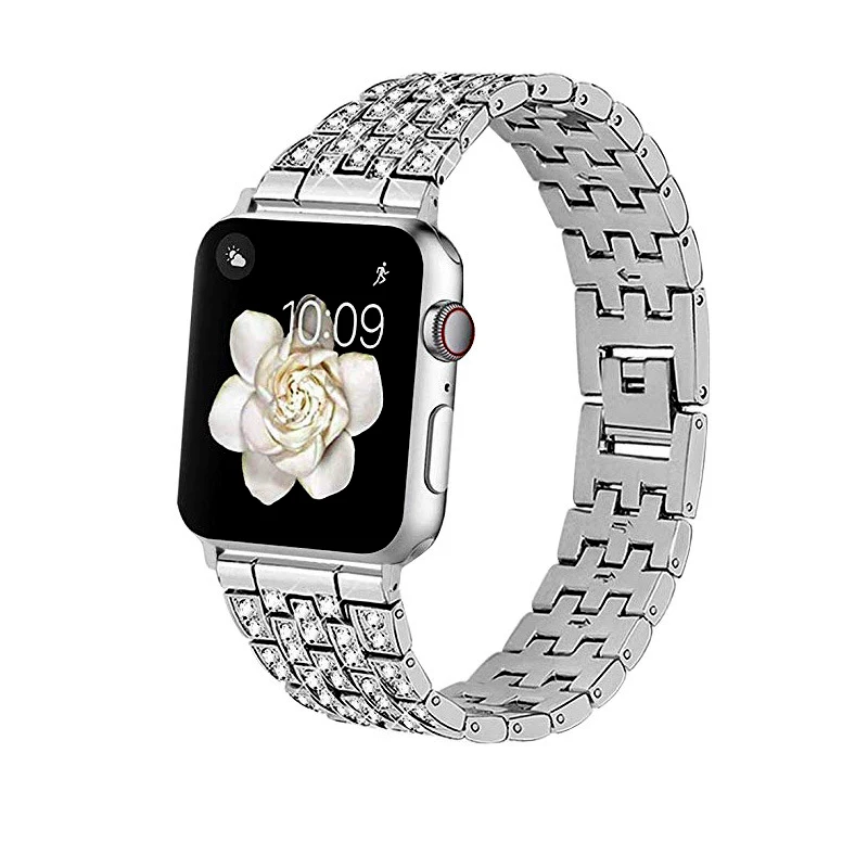 Bright Rhineston Style Bracelet For Apple Watch Strap 38 40 41 mm 42 44 45 mm Stainless Steel iWatch Band Series 3 4 5 6 7 SE