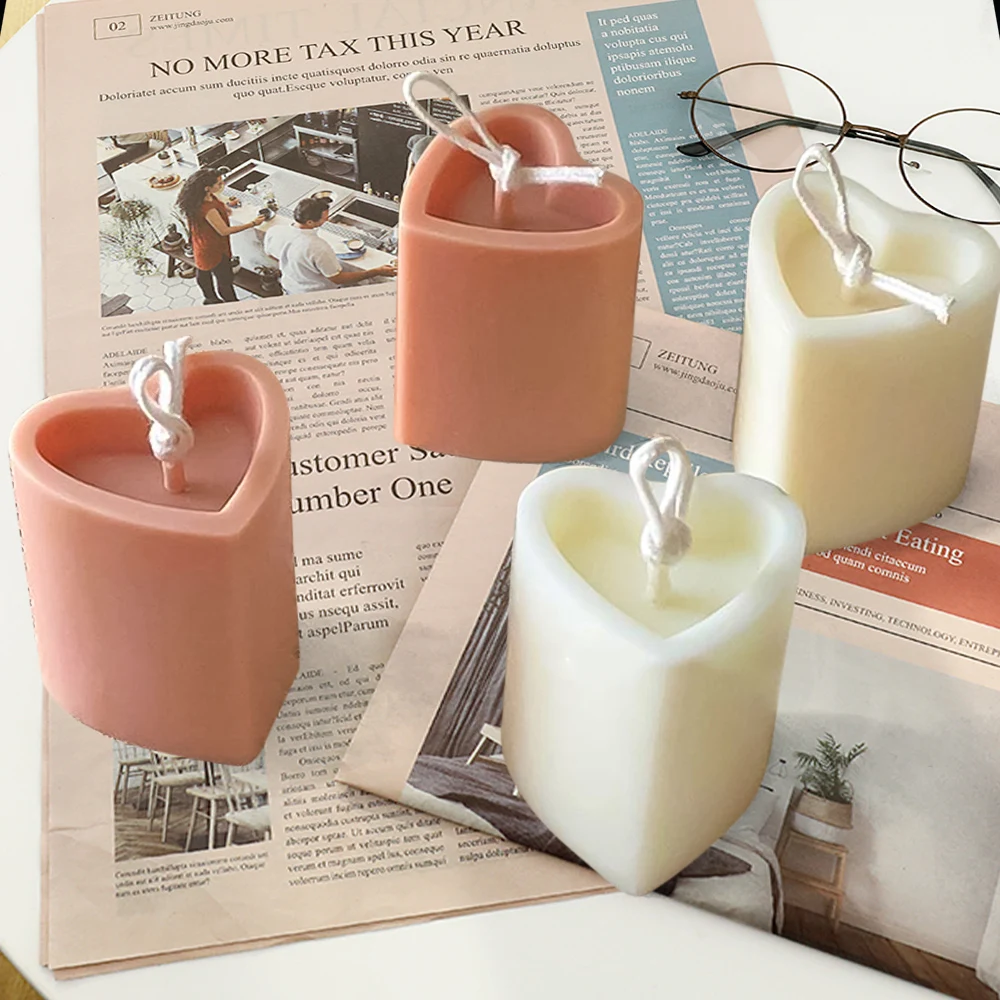 

3D Heart-shaped Candle Mold DIY Handmade Candle Mould Plastic Acrylic Mold Cake Scented Candle Making Tool Plaster Soap Molds