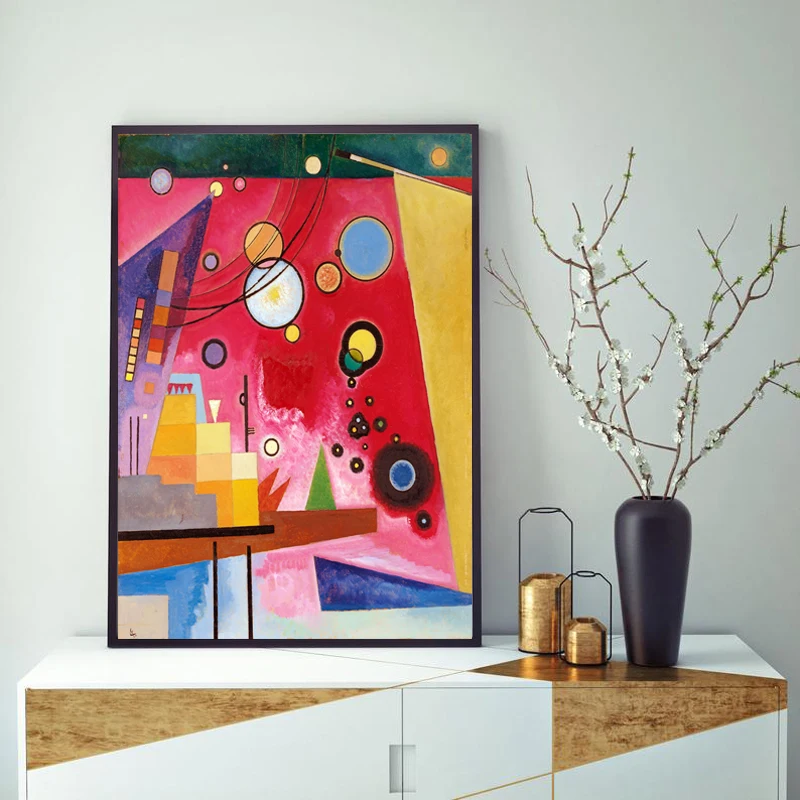 Wassily Kandinsky Gemälde auf Leinwand, abstrakte Synästhesie, Kunst, Schweres Rot, schweres rotes Ausstellungsmuseum, Poster, Wandkunst, Dekor