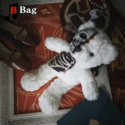 Dark Gothic Women Lolita Bear Doll Bag Cool skeleton Ribs Shoulder Bags Soft Girl Goth Halloween Cosplay Blood bear bag Gift