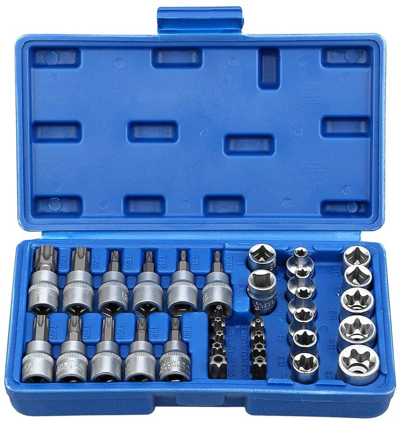 Torx Star Socket Set & Bit Male Female E Sockets with Torx Tool Ki,External Torque Star Socket Set Motor Repairing Tool