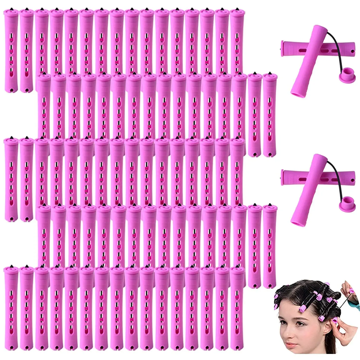 

80Pcs Hair Perm Rods Set Cold Wave Perming Rods Hair Roller Curlers Salon Curling Rollers Hairdressing Styling Tools