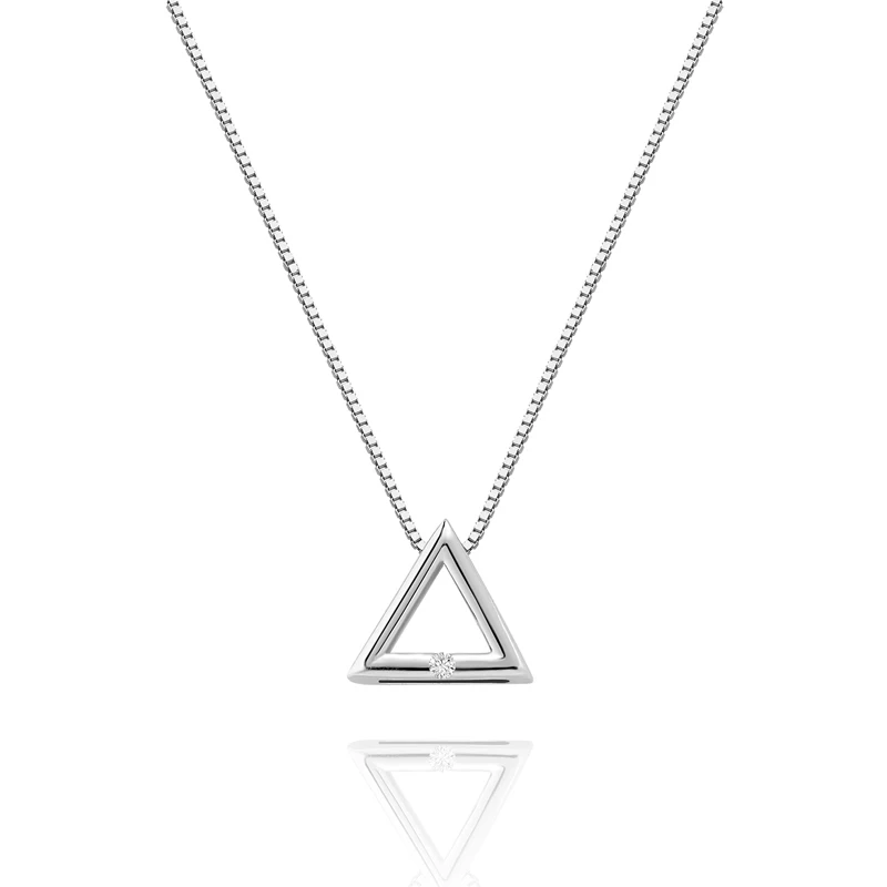 REETI 2019 New 925 Sterling Silver Geometric triangle Necklaces  Pendants For Women Wedding Jewelry Christmas Gifts