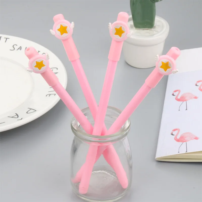 50PCS Creative Girl's Heart Lovely Magic Wings Star Pink and Gel Pen Test Pen Kawaii School Supplies Stationery